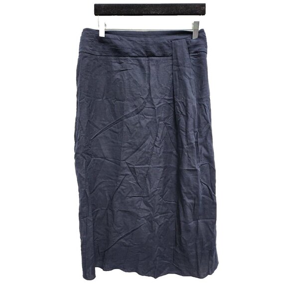 Vince Womens Pencil Maxi Skirt Size 10 Navy Cotton Side Zip Minimalist NEW